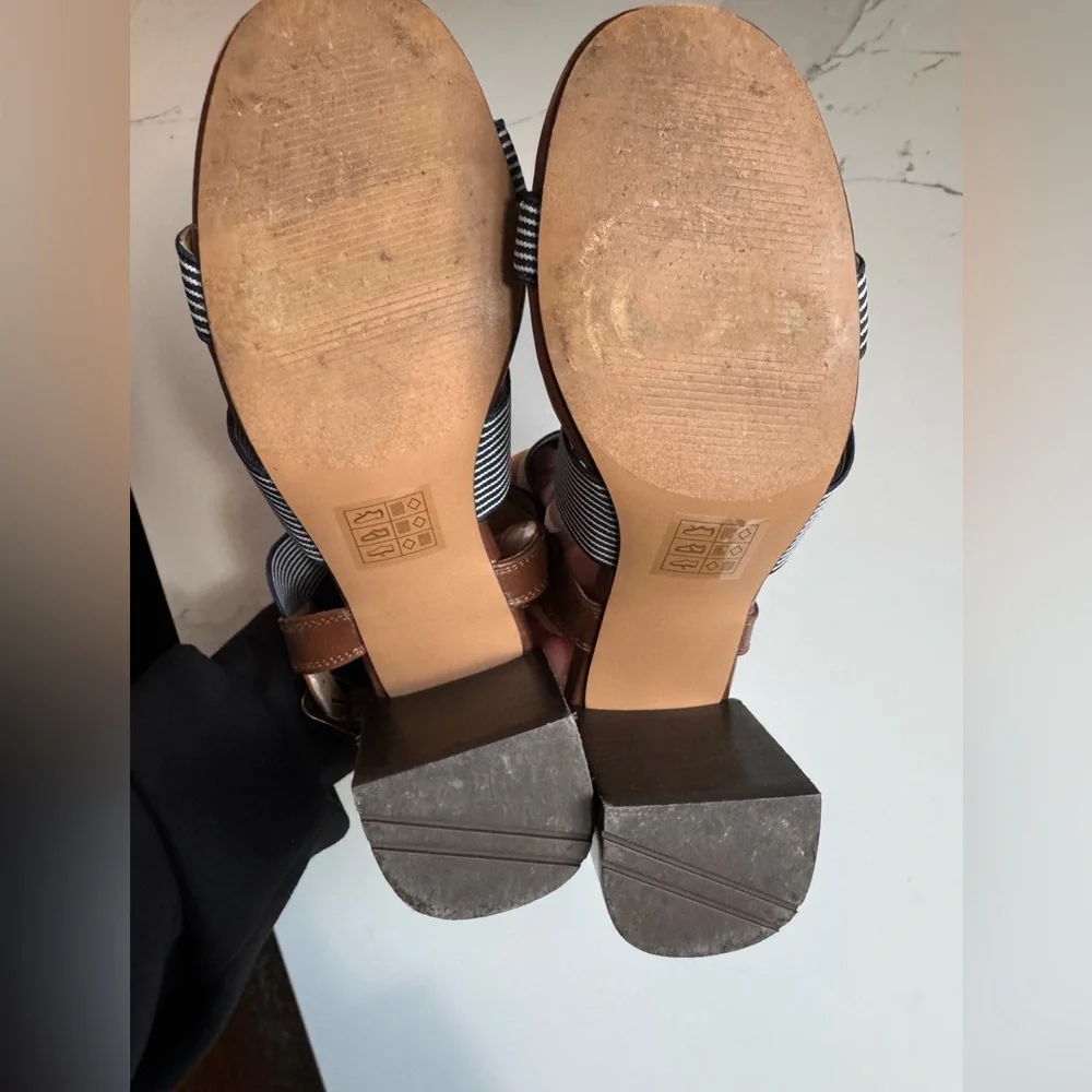Market & Spruce Navy and Brown Striped Sandals - Picture 5 of 8